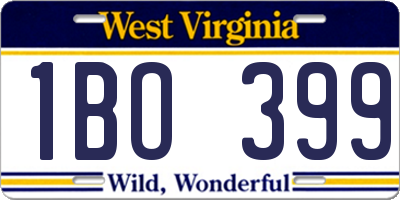 WV license plate 1BO399