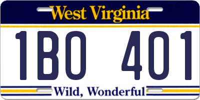WV license plate 1BO401