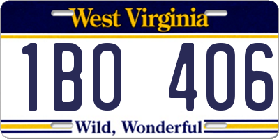 WV license plate 1BO406