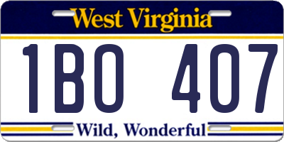 WV license plate 1BO407
