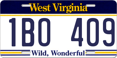 WV license plate 1BO409