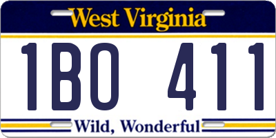 WV license plate 1BO411