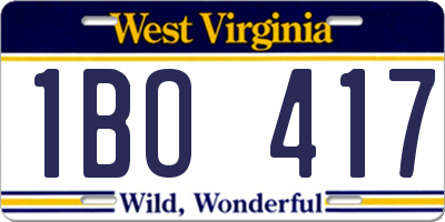 WV license plate 1BO417