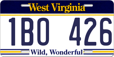 WV license plate 1BO426
