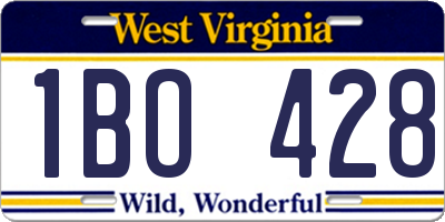 WV license plate 1BO428