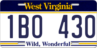 WV license plate 1BO430