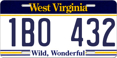 WV license plate 1BO432