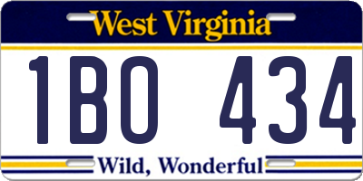 WV license plate 1BO434