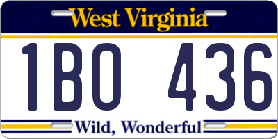 WV license plate 1BO436