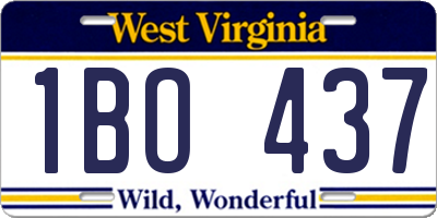 WV license plate 1BO437
