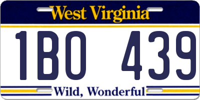 WV license plate 1BO439