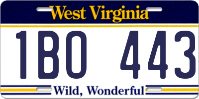 WV license plate 1BO443