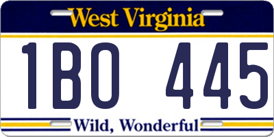 WV license plate 1BO445