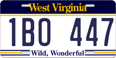 WV license plate 1BO447