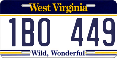 WV license plate 1BO449