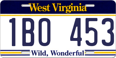 WV license plate 1BO453