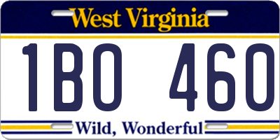 WV license plate 1BO460