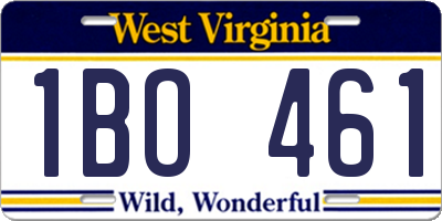 WV license plate 1BO461