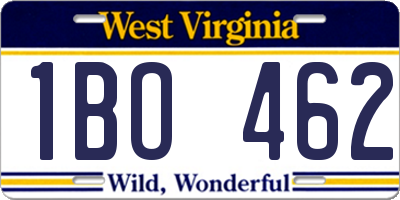 WV license plate 1BO462