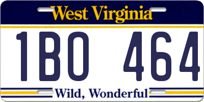 WV license plate 1BO464