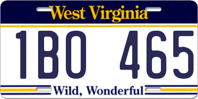 WV license plate 1BO465