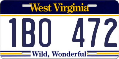 WV license plate 1BO472