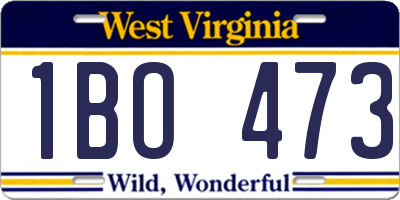 WV license plate 1BO473