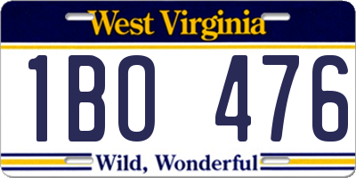 WV license plate 1BO476