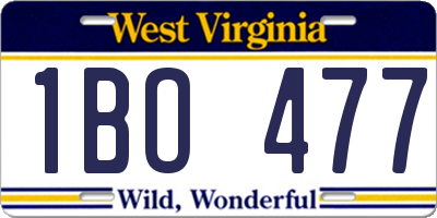 WV license plate 1BO477