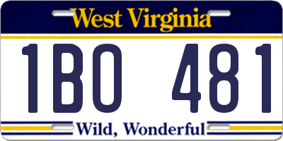 WV license plate 1BO481