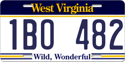 WV license plate 1BO482