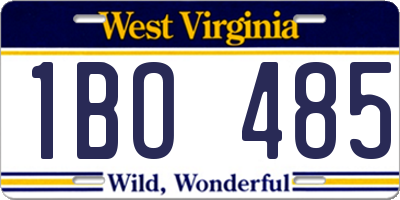WV license plate 1BO485