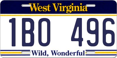 WV license plate 1BO496
