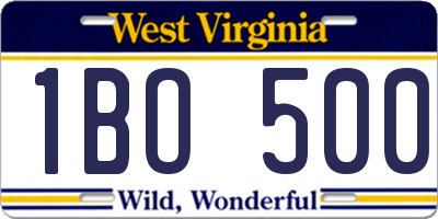 WV license plate 1BO500