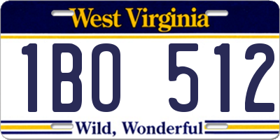 WV license plate 1BO512