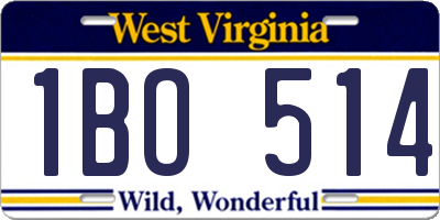 WV license plate 1BO514
