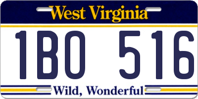 WV license plate 1BO516