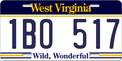 WV license plate 1BO517