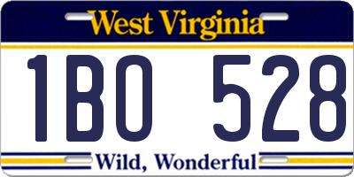 WV license plate 1BO528