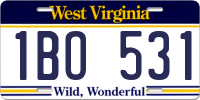 WV license plate 1BO531