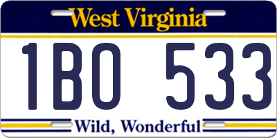 WV license plate 1BO533