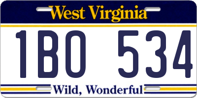 WV license plate 1BO534