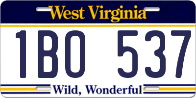 WV license plate 1BO537