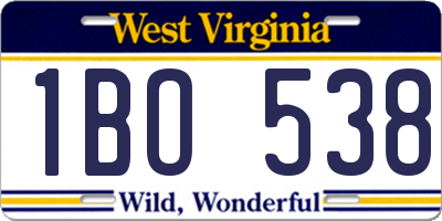 WV license plate 1BO538