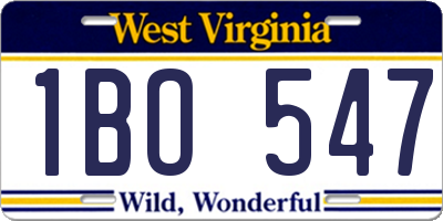 WV license plate 1BO547