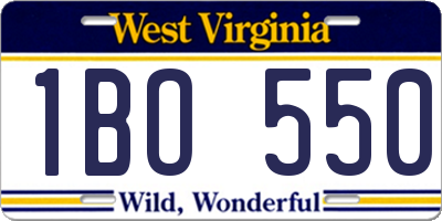 WV license plate 1BO550