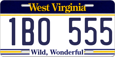 WV license plate 1BO555