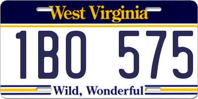 WV license plate 1BO575