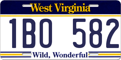 WV license plate 1BO582