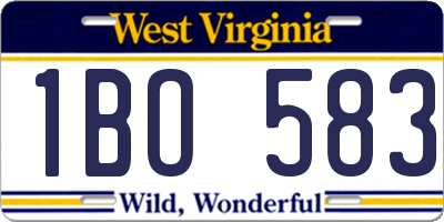WV license plate 1BO583